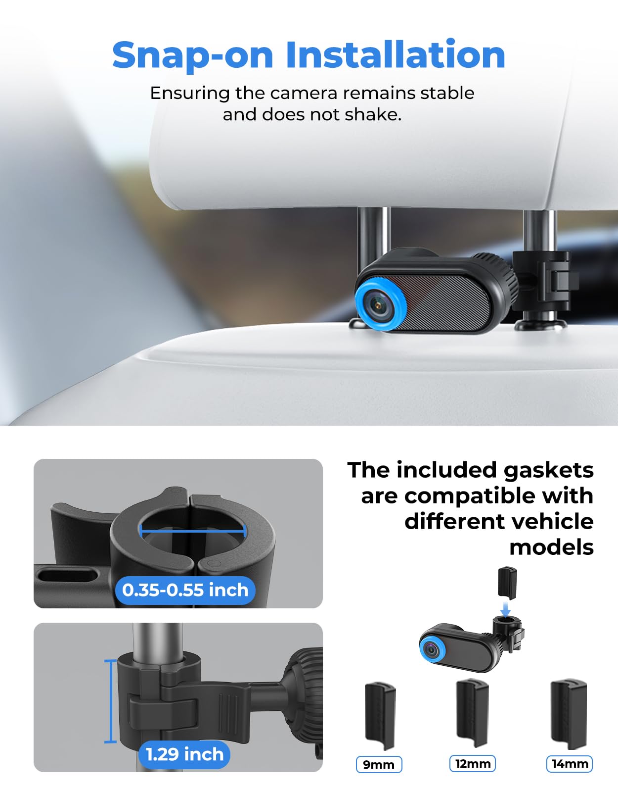 LUCKVIEW BM2A ultra-wide 170-degree lens covers entire back seat