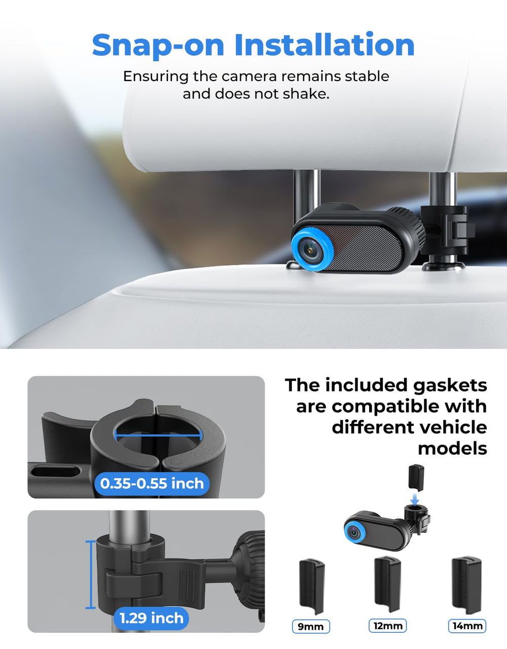 LUCKVIEW BM2A ultra-wide 170-degree lens covers entire back seat