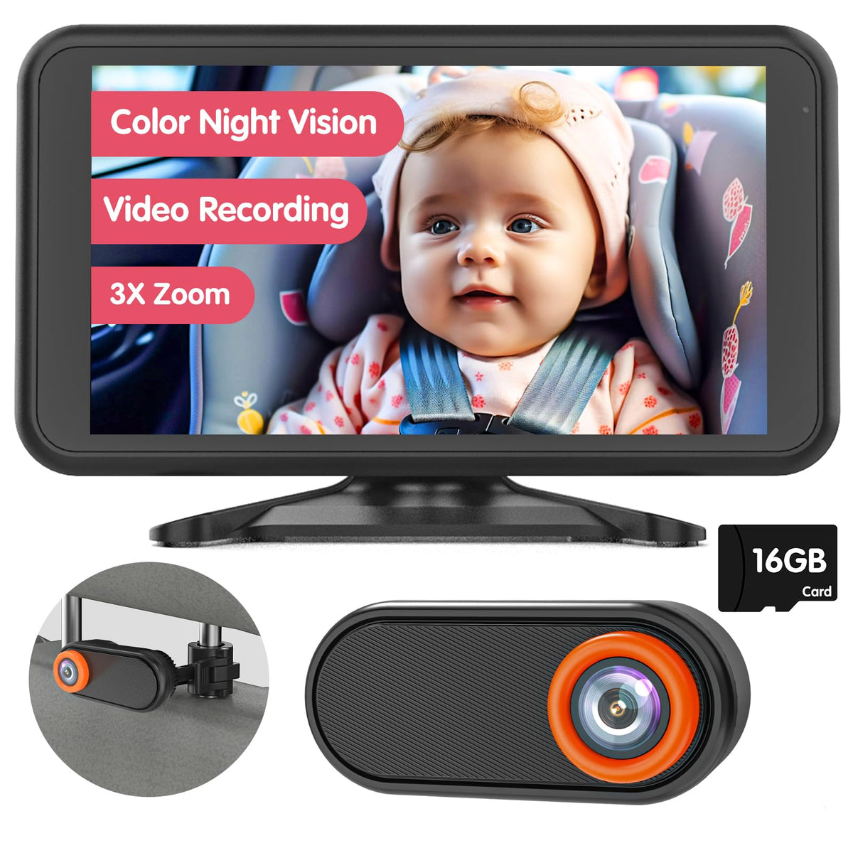 LUCKVIEW BM3 night-vision display improves back-seat visibility in low light.