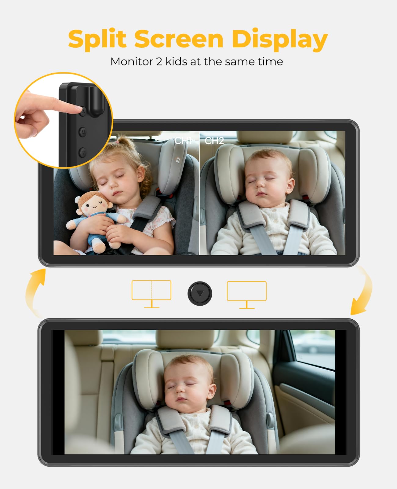 LUCKVIEW BM5 PRO 7.2 inch screen delivers clear 1080P viewing for busy parents.