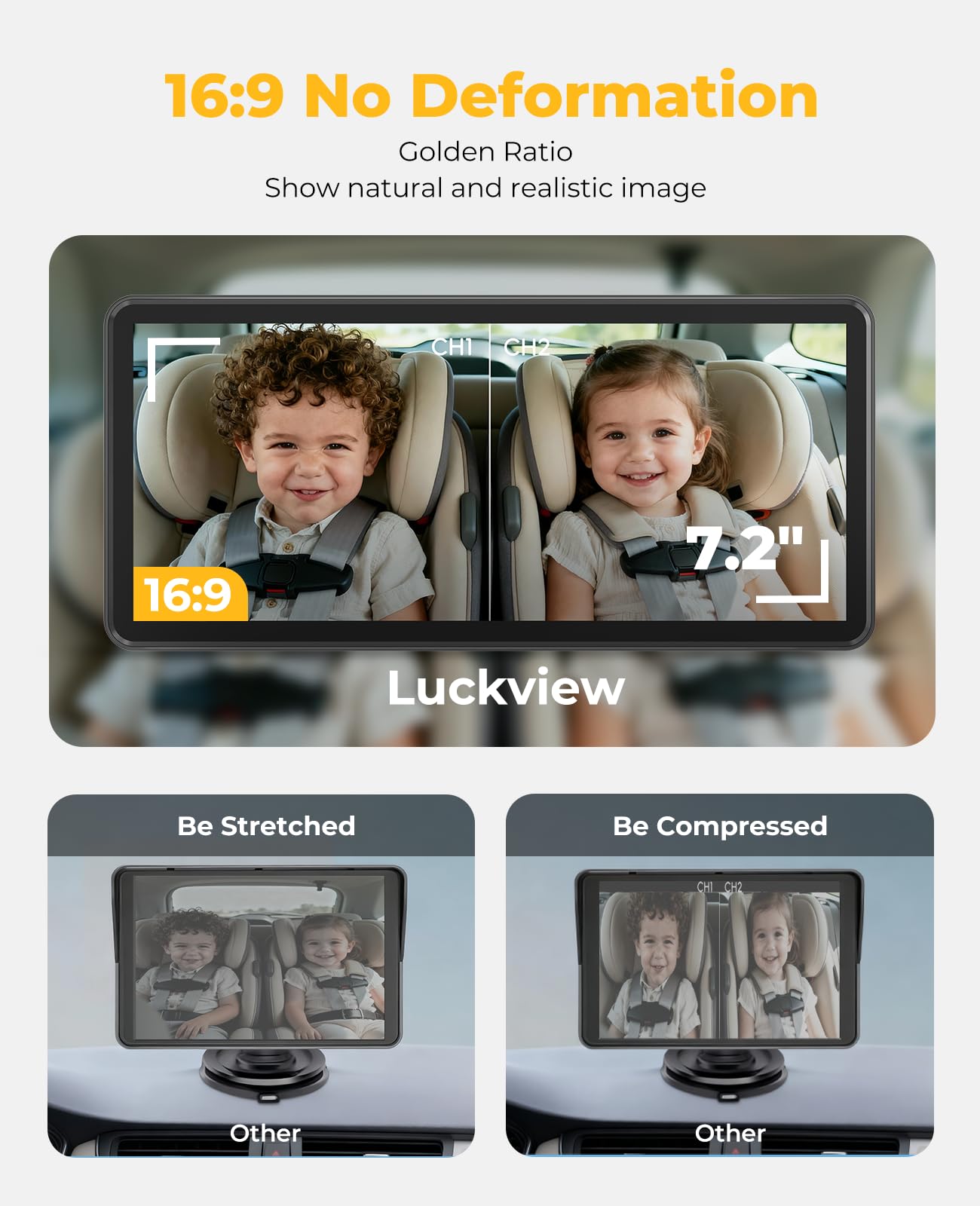 LUCKVIEW BM5 PRO auto night vision activates in low light for clear back seat view.