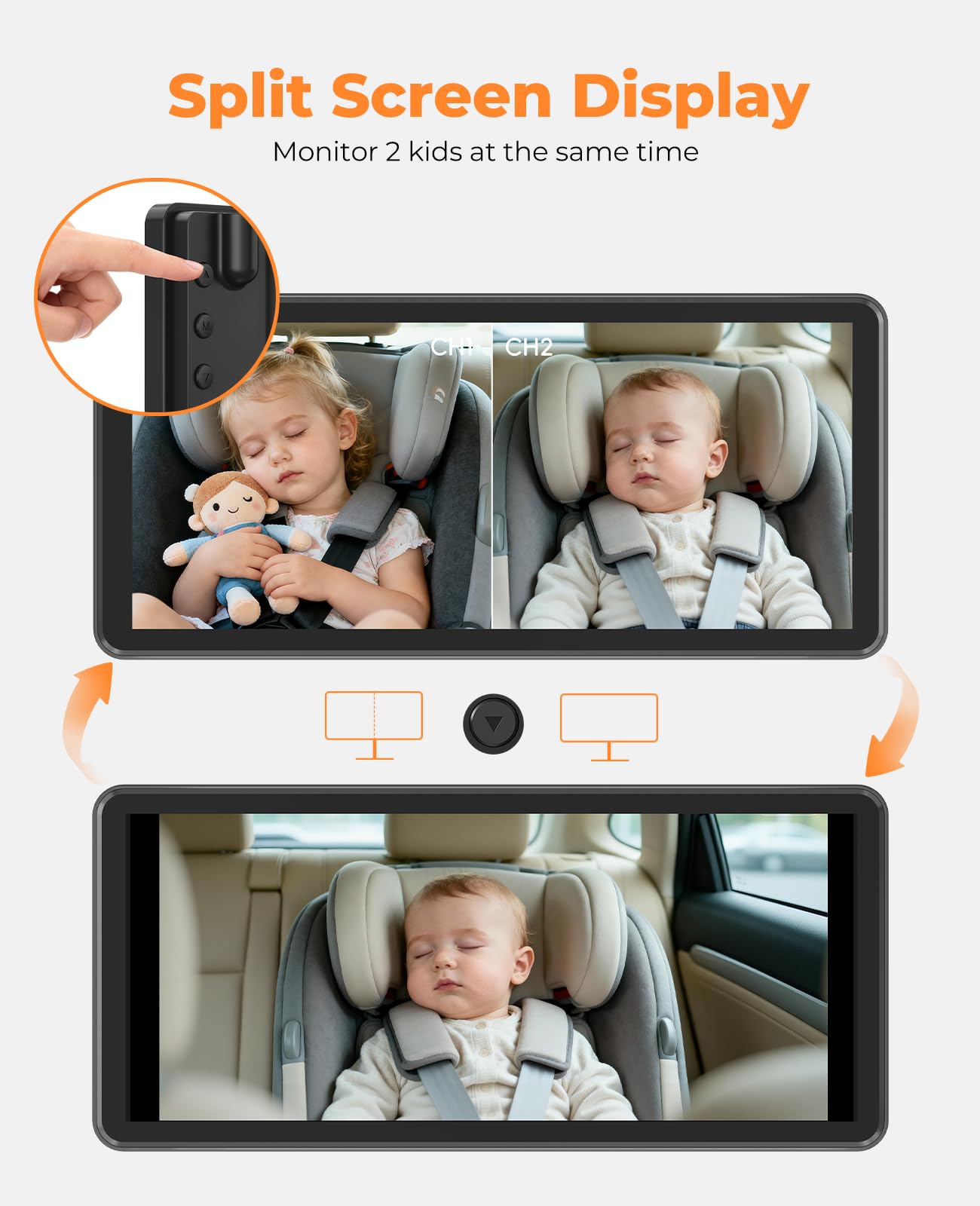 LUCKVIEW BM5PRO 7.2-inch HD screen with clear backseat view
