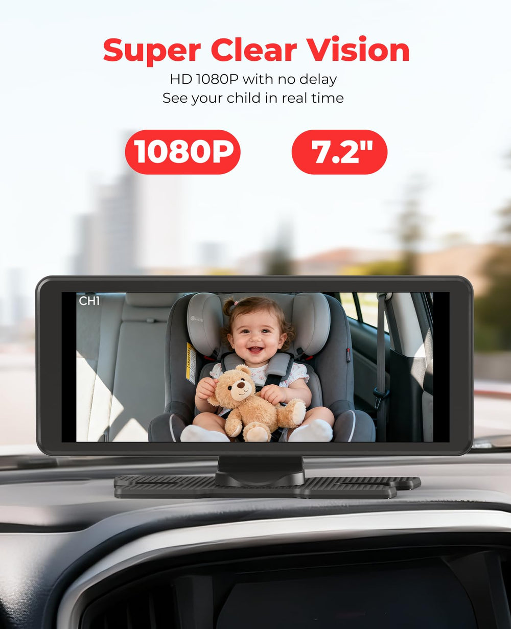 LUCKVIEW BM5PRO 7.2-inch screen delivers sharp 1080p viewing from the back seat.