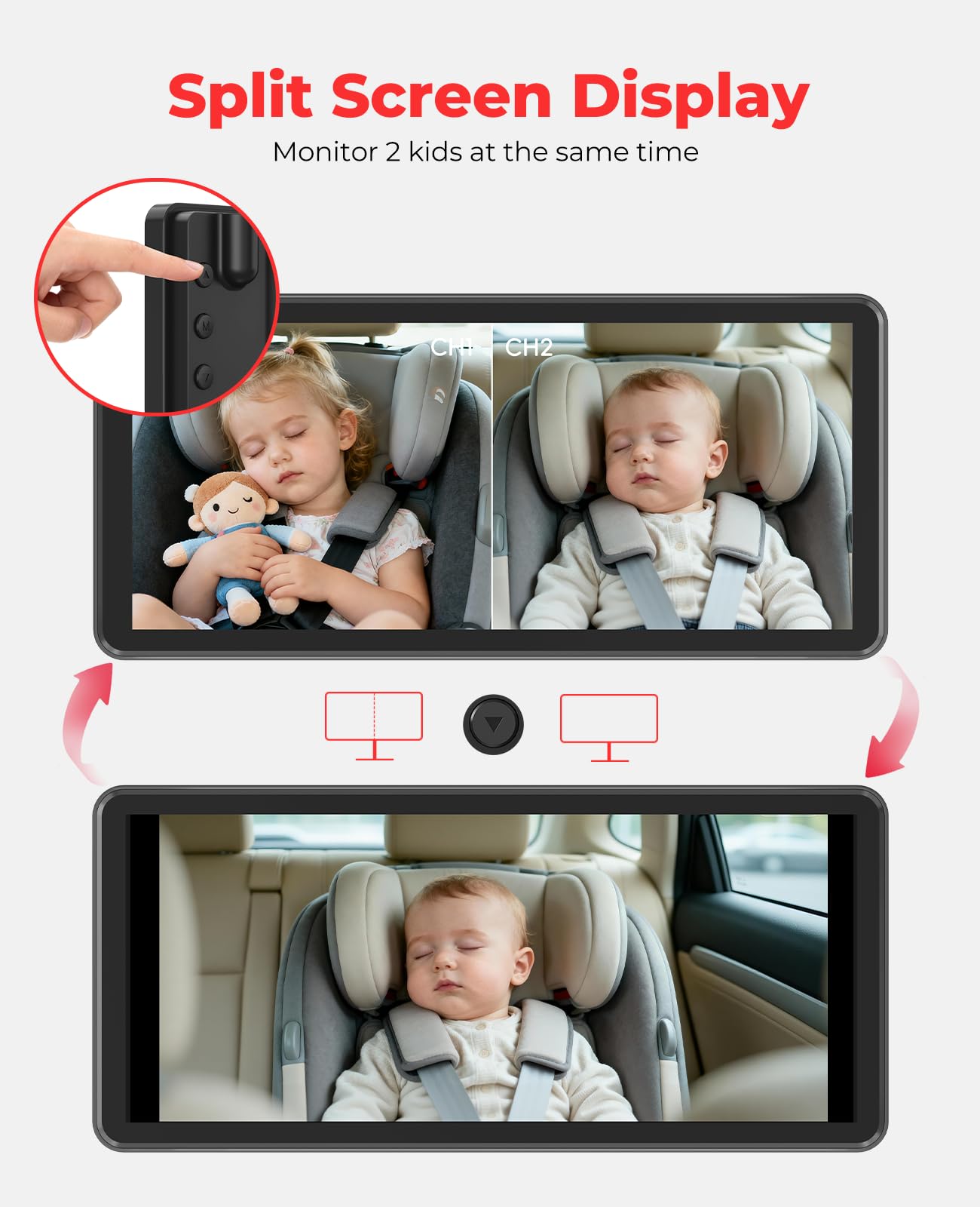 LUCKVIEW BM5PRO backseat camera night vision enables safe monitoring in low light.