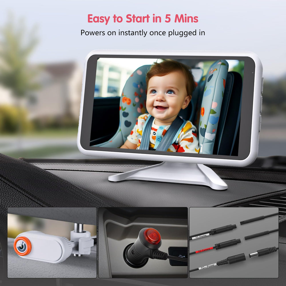 LUCKVIEW camera demonstrates quick 3-minute setup on car seat monitor