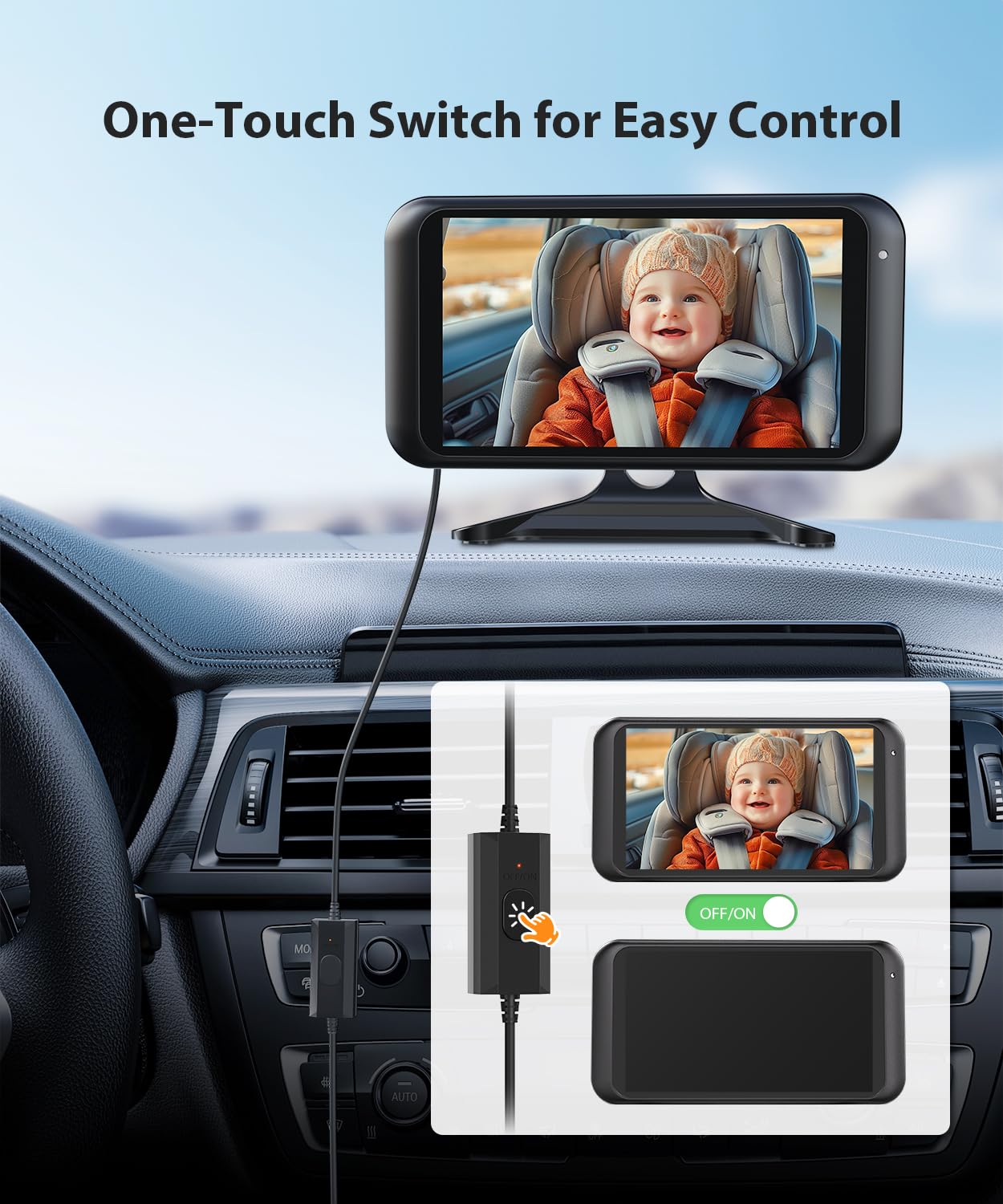 Luckview USB cable with fourfold protection keeps the monitor powered safely on every trip.