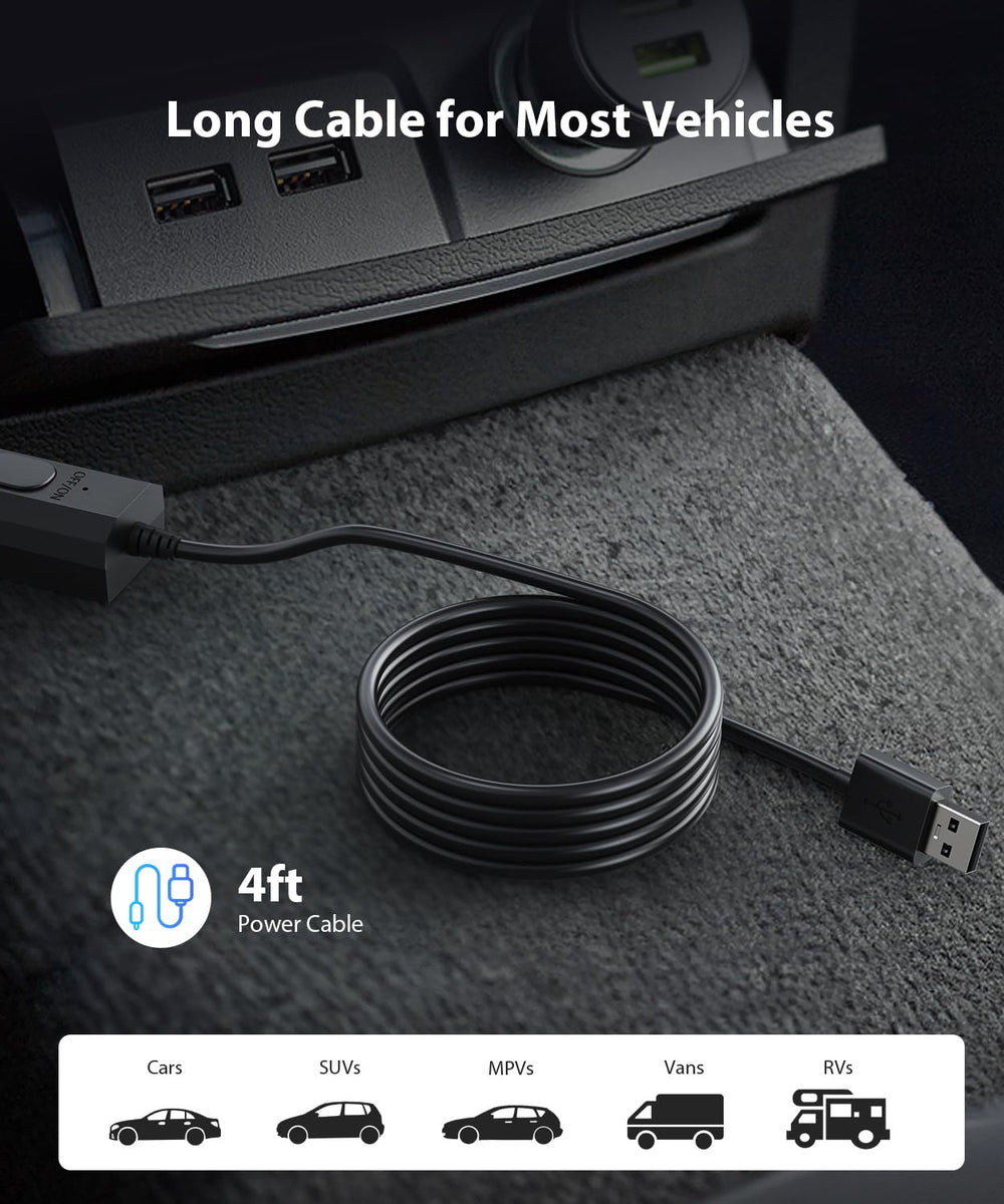 Luckview USB cable shows one-button power control for quick on/off without fumbling.