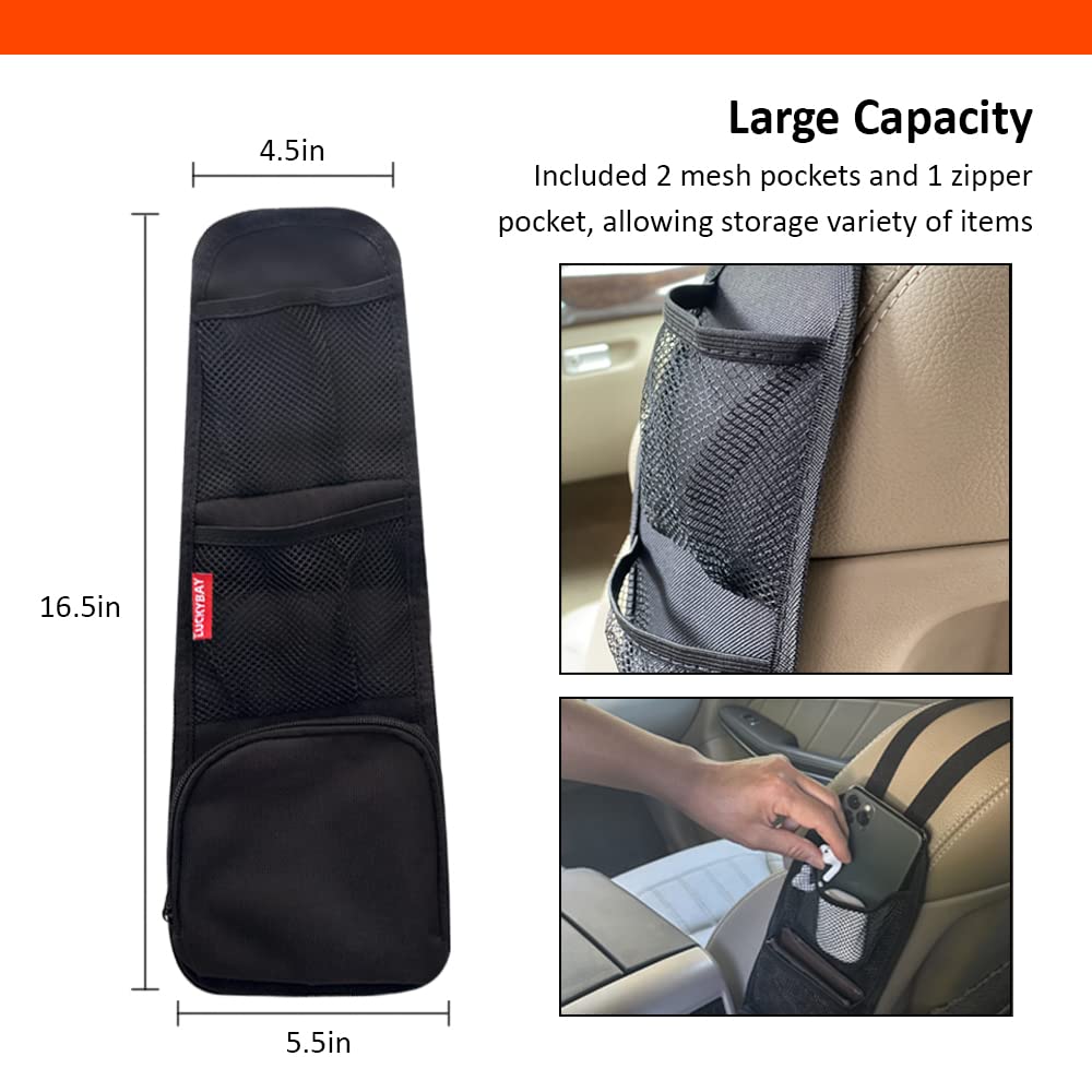 Luckybay car seat side organizer adjustable strap enables tool-free installation