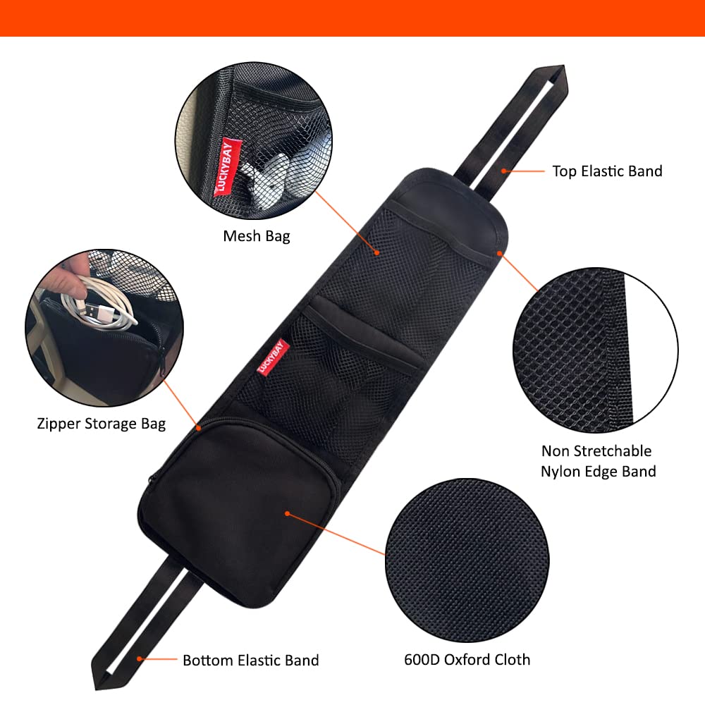 Luckybay car seat side organizer mesh pockets for quick access to phone and items