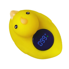lucmodns baby bath thermometer with duckling design floating in tub for safe bath temperatures