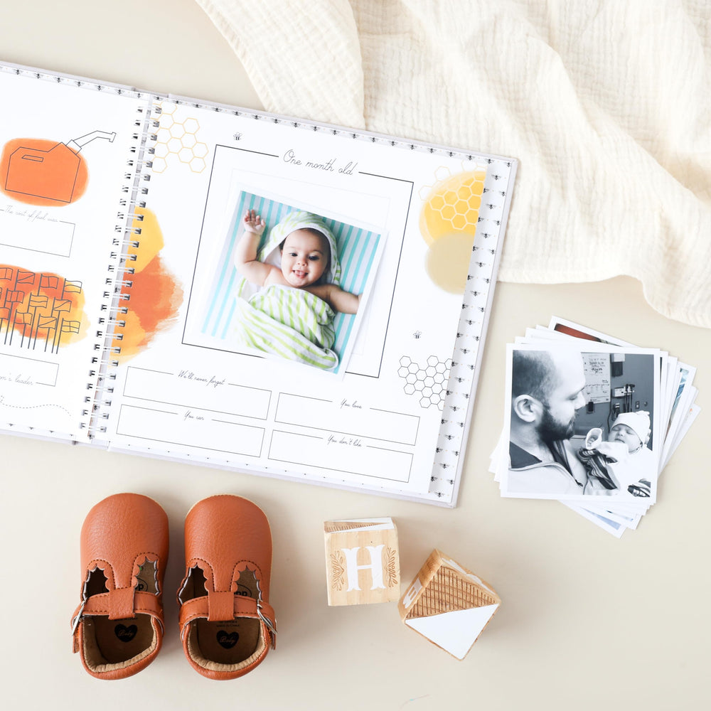 Lucy Darling Honey Bee gold foil detail—luxe accents for a stylish, photo-ready journal.