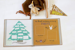 Lucy Darling Little Camper inside pages with spacious journaling and prompts for milestones