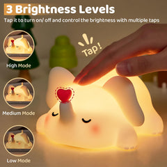 Luditek night light showing silicone body and rechargeable battery highlight.