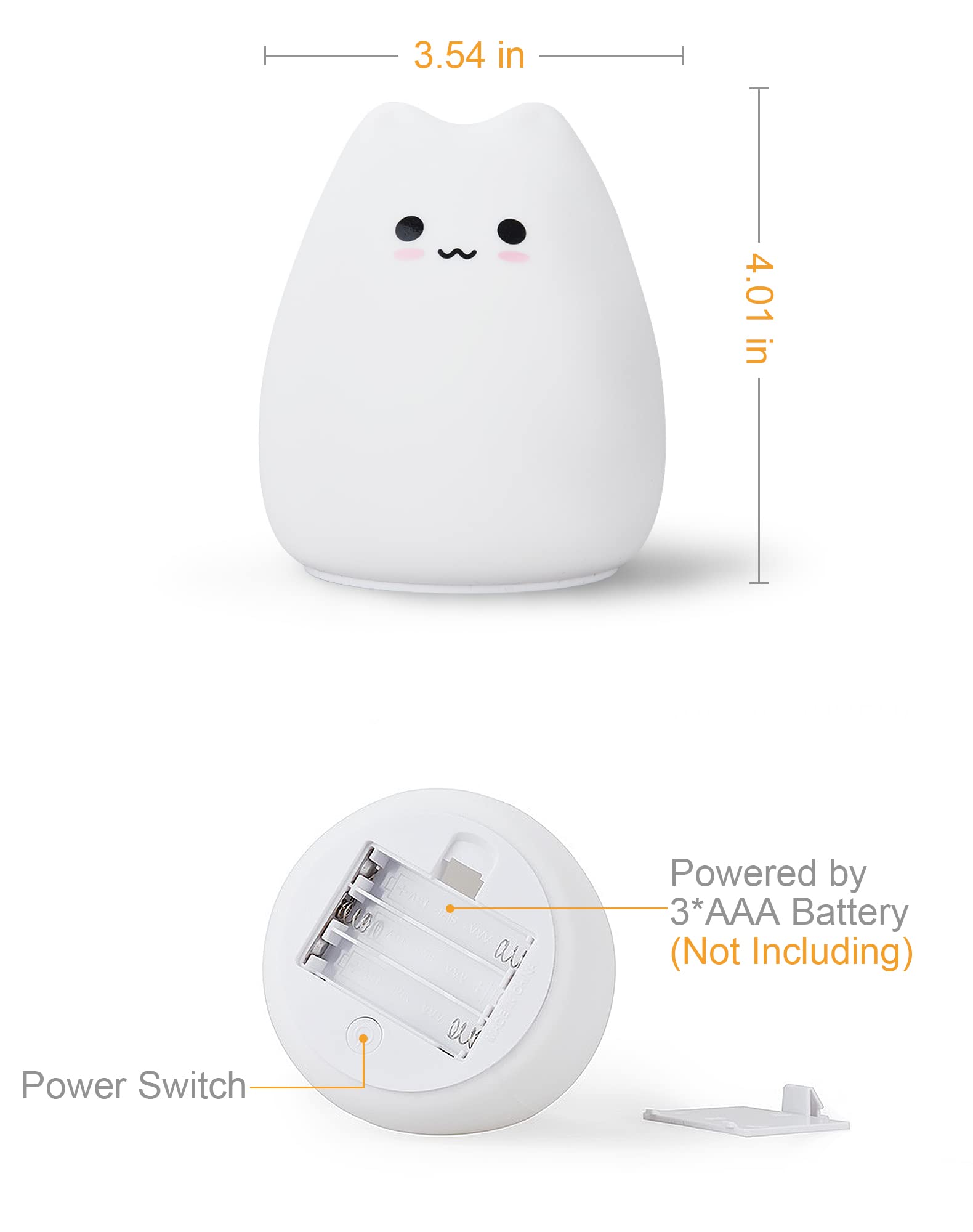 Lueudu LED Cat Night Light shows easy tap controls and long battery life.