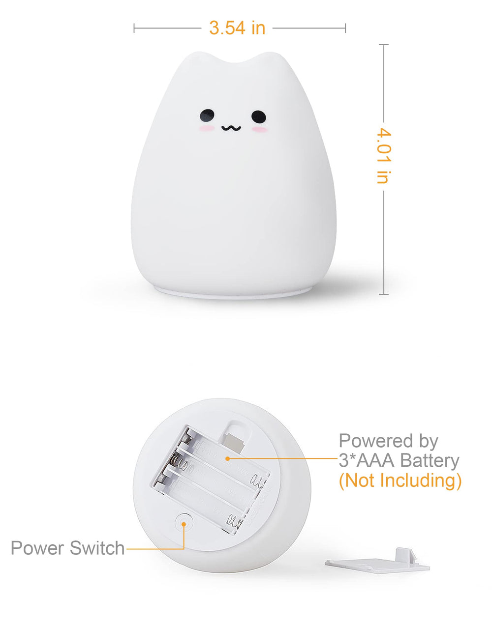 Lueudu LED Cat Night Light shows easy tap controls and long battery life.