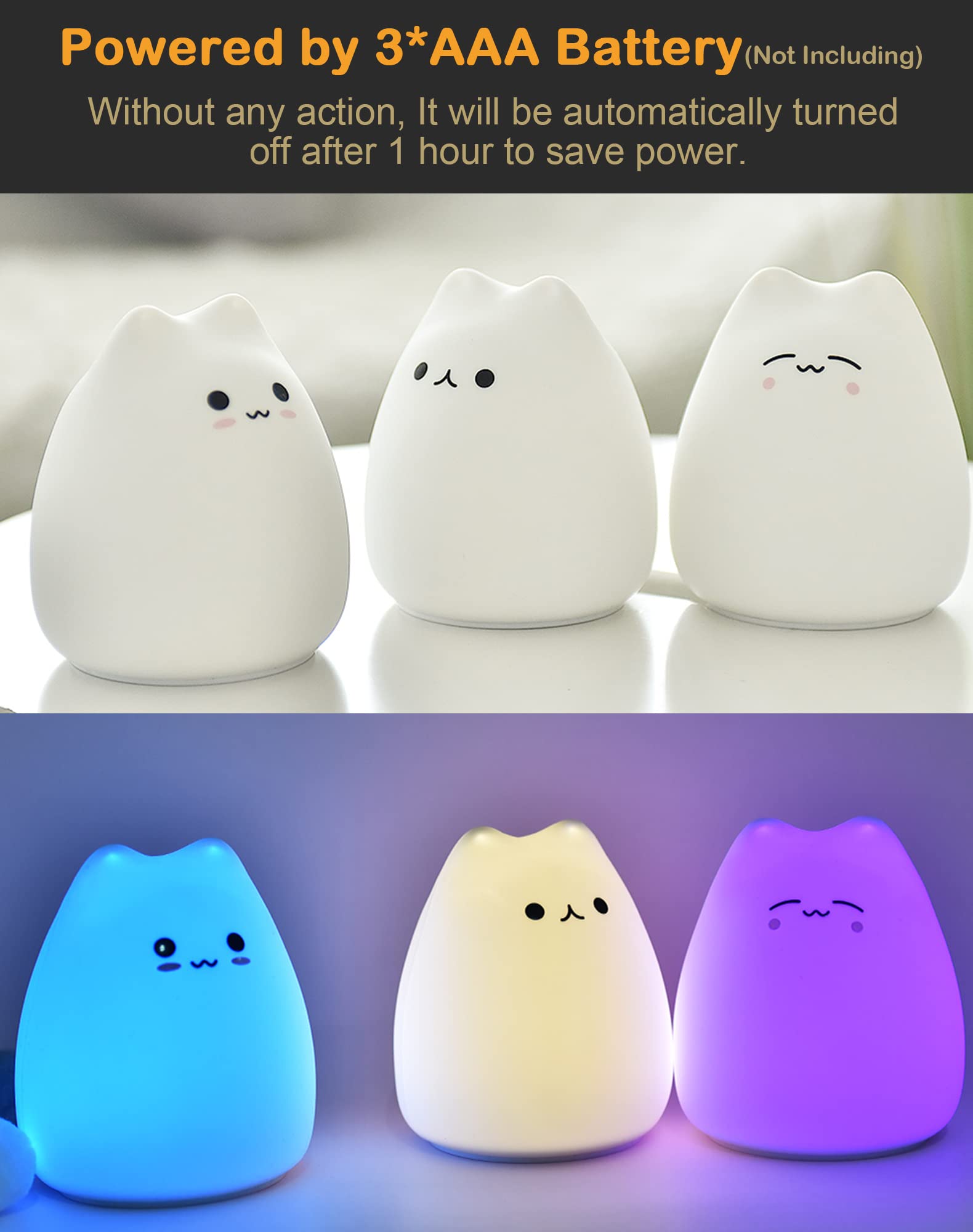 Lueudu LED Cat Night Light ideal as a bedroom accent and gift.