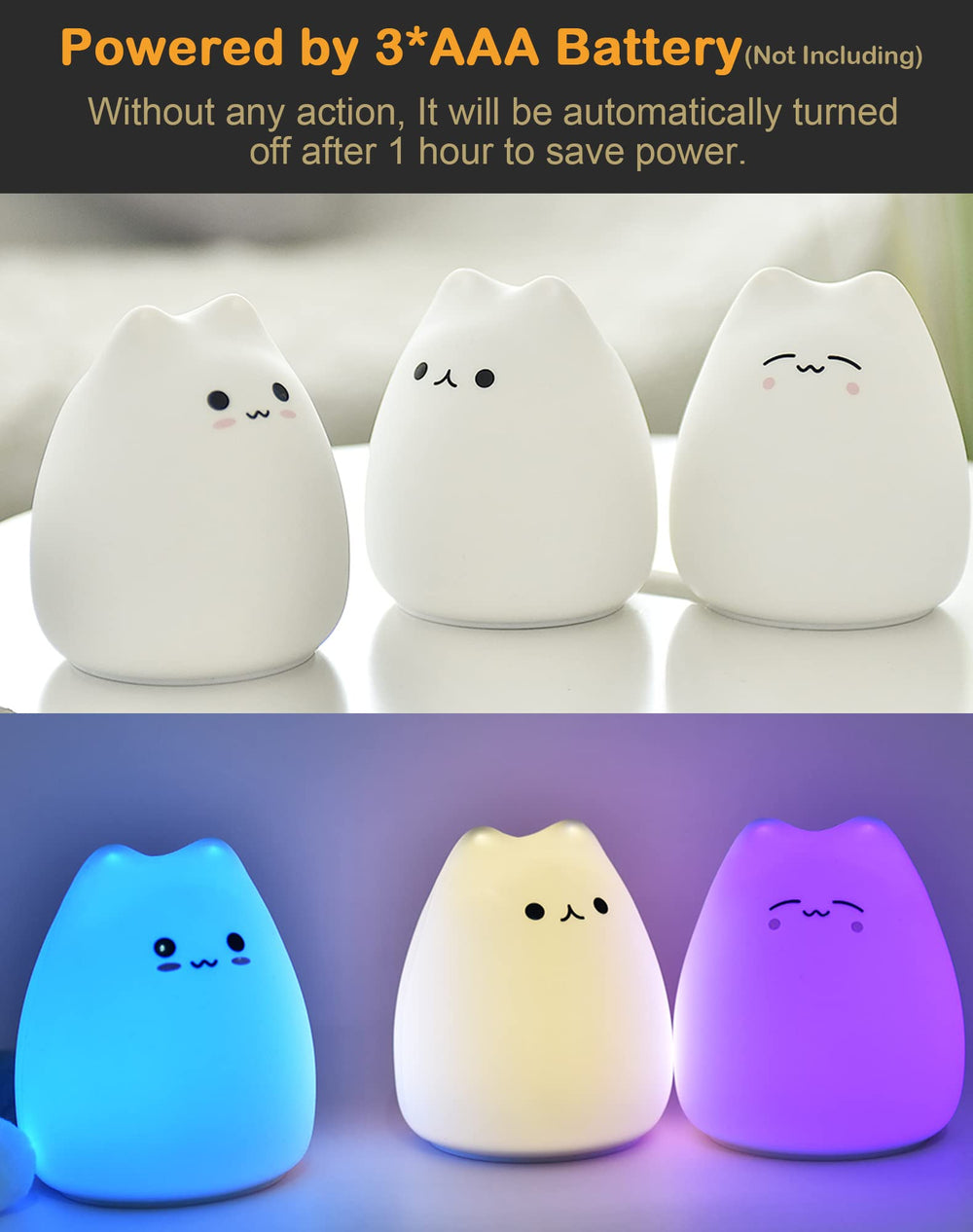 Lueudu LED Cat Night Light ideal as a bedroom accent and gift.