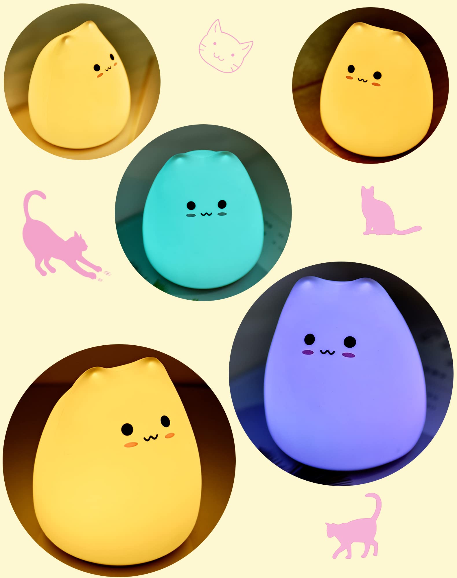 Lueudu LED Cat Night Light packaging and setup suitable for gifting.