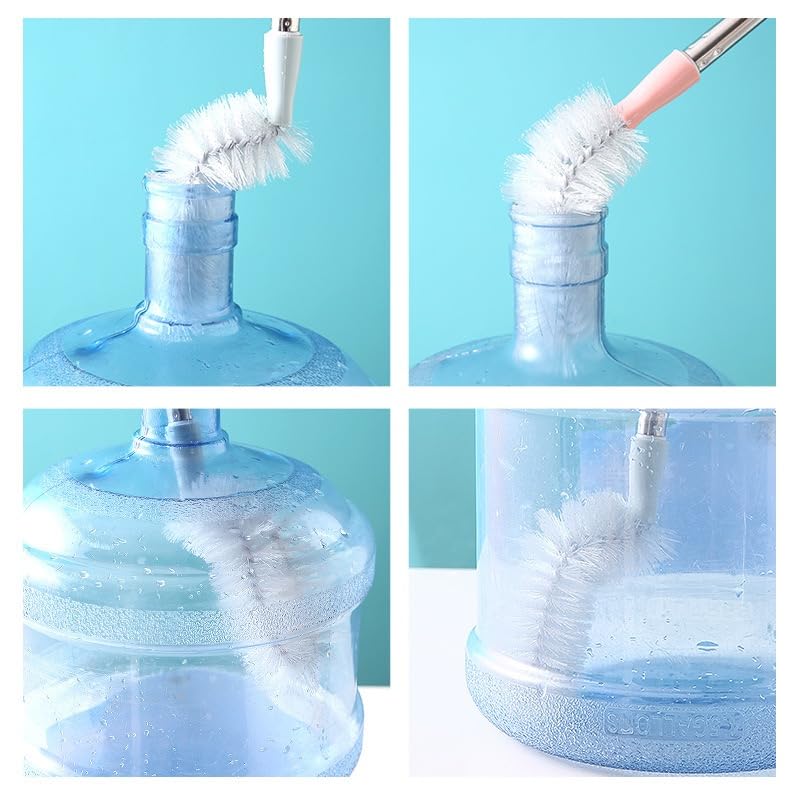 LuFOX bendable head bottle brush reaches curved bottle openings for easy scrubbing.