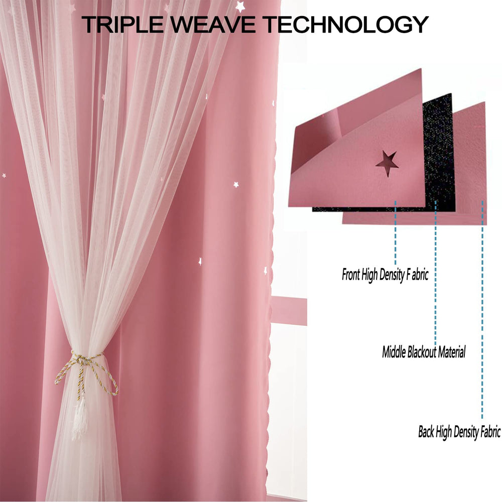 LUGOTAL Pink Curtains star shadow effects brighten playtime with imagination.