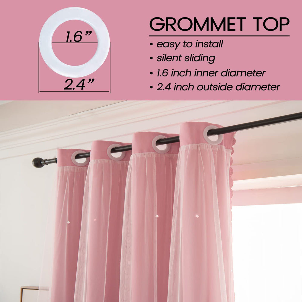 LUGOTAL pink star-cutout curtain in living room creates cozy, kid-friendly atmosphere.