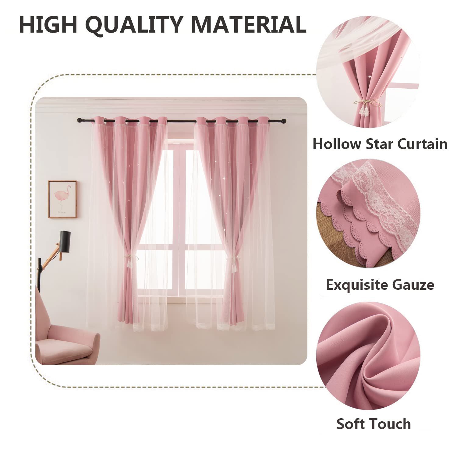 LUGOTAL pink curtain tieback image highlights decorative pair and added privacy.