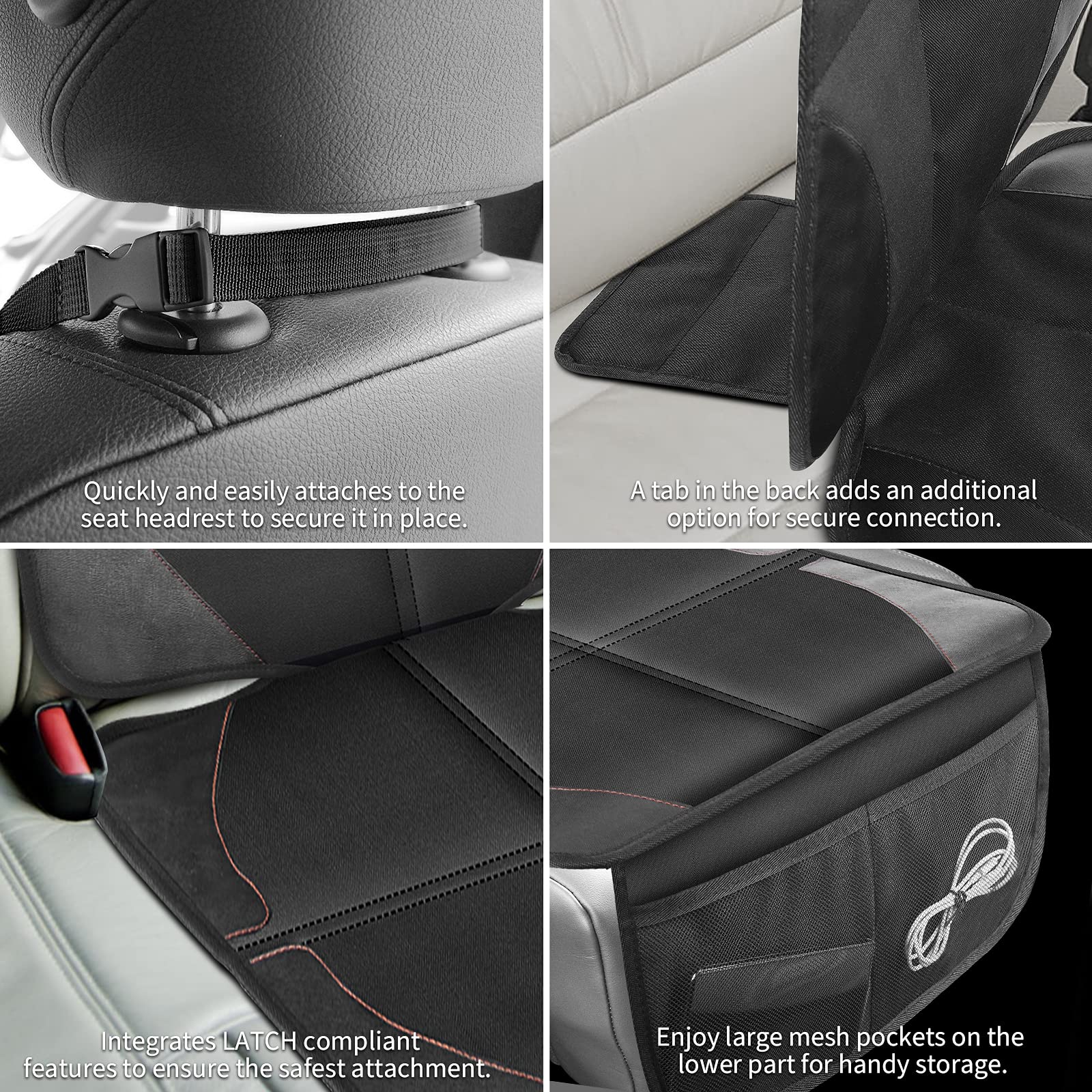 LUILANC car seat protector leather reinforced edge guards against wear.
