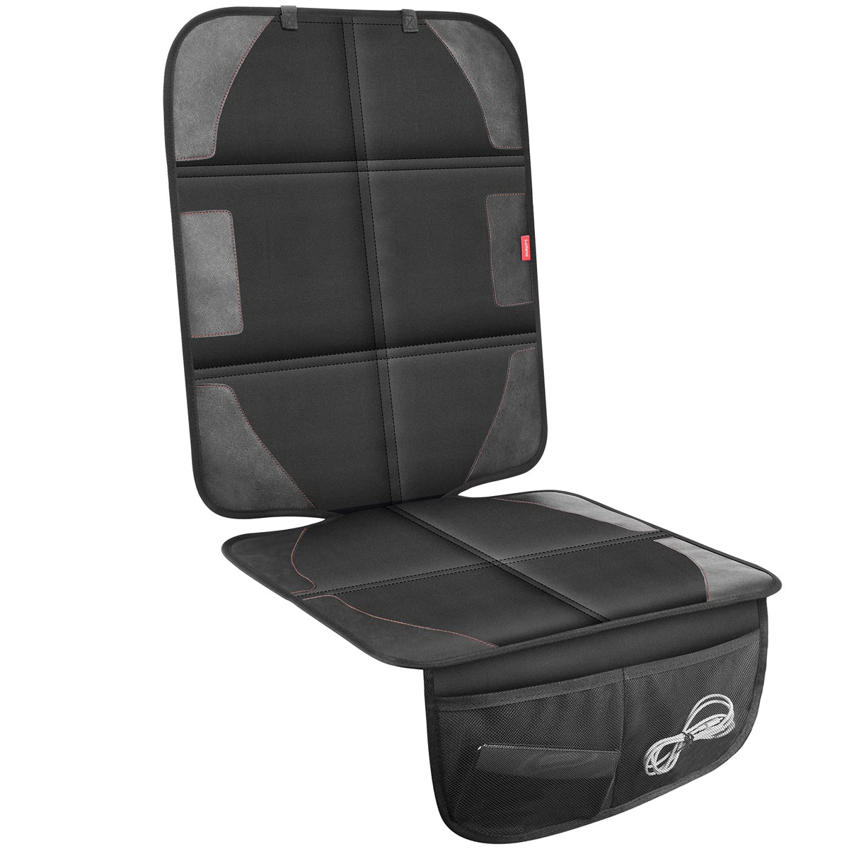 LUILANC car seat protector with thick padding cushions rides and protects seats.