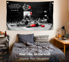 LUIVI Muhammad Ali wall art flag as an inspirational gym poster for workouts.