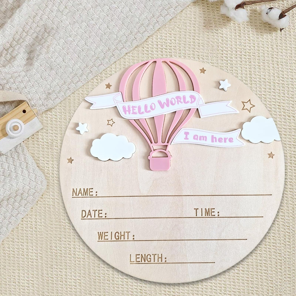 LUJIEBANG birth stats sign pink, highlights name, date, weight, and height in one keepsake.