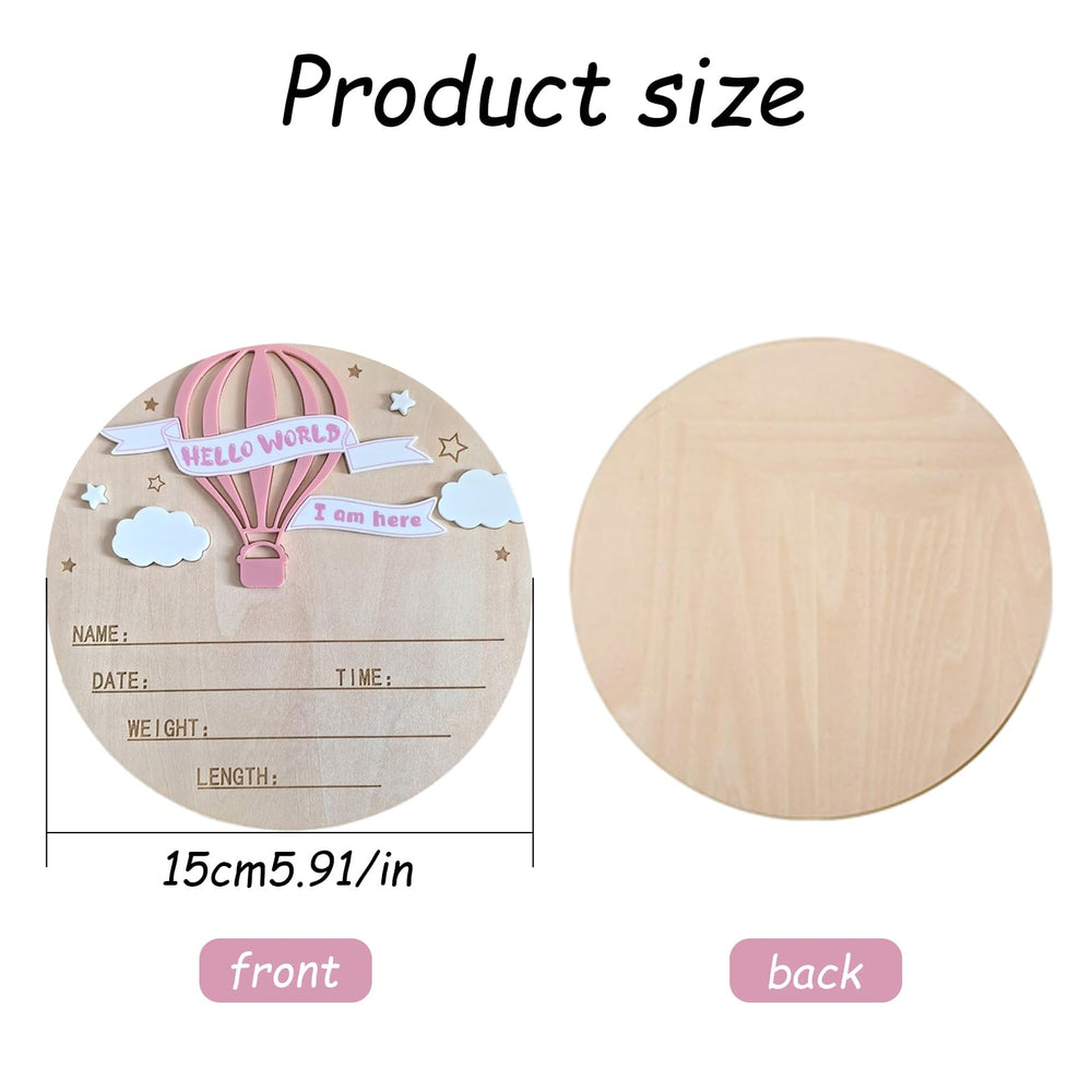 LUJIEBANG front view pink sign, lightweight wood for desk displays and birth announcements.