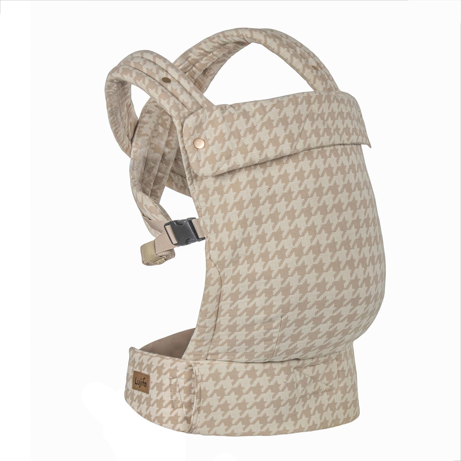 Lujifo Baby Carrier includes a mesh bottle holder for on-the-go feeding.