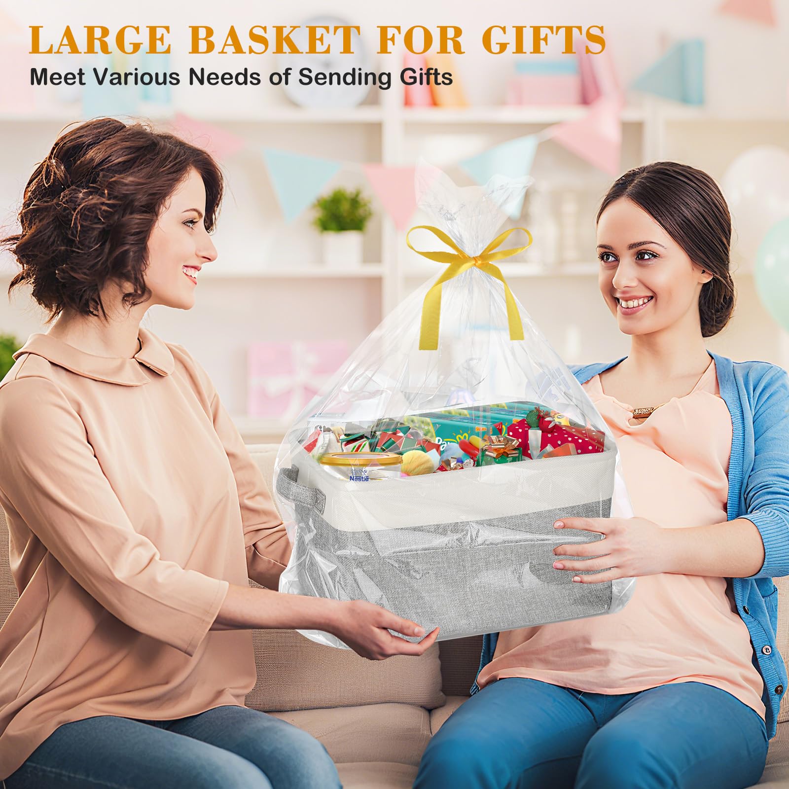 Lukeline storage basket close-up—durable handles for easy lifting and room-to-room reorganization.