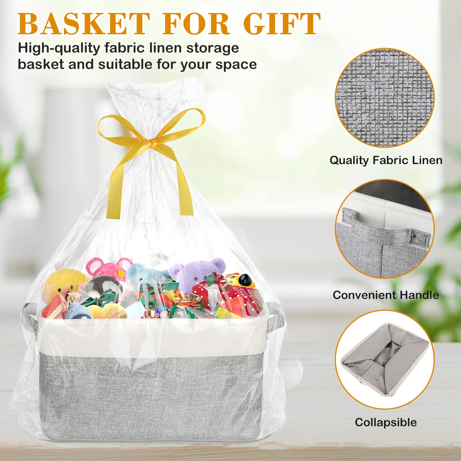 Lukeline storage basket folded—compact when not in use for closets.