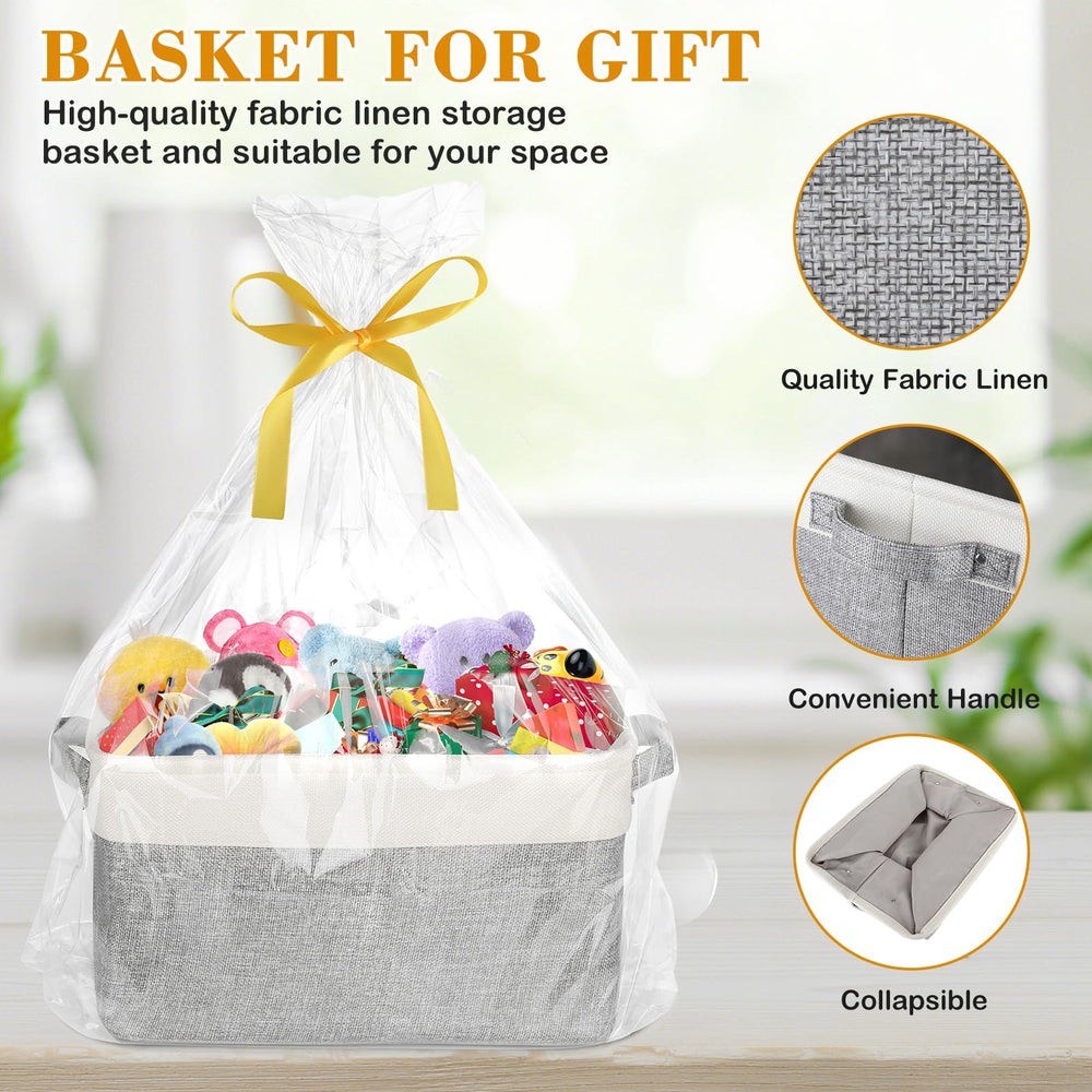 Lukeline storage basket folded—compact when not in use for closets.