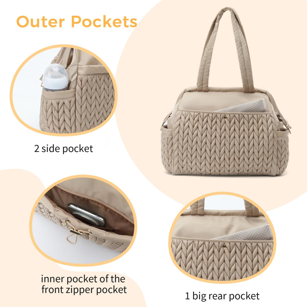 LUKJOJO Asha diaper bag with stroller clips for hands-free travel