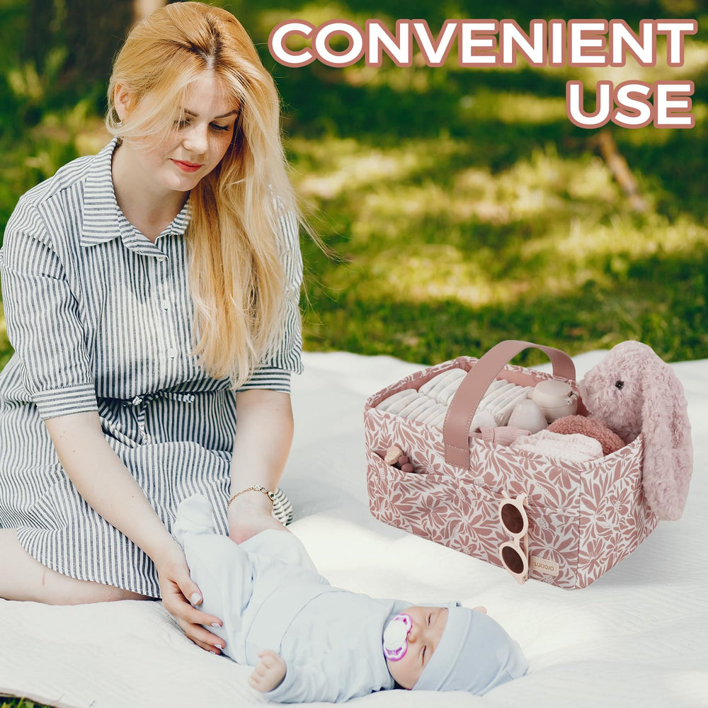 LUKJOJO Floral Diaper Caddy Easy-Clean design simplifies maintenance between uses.