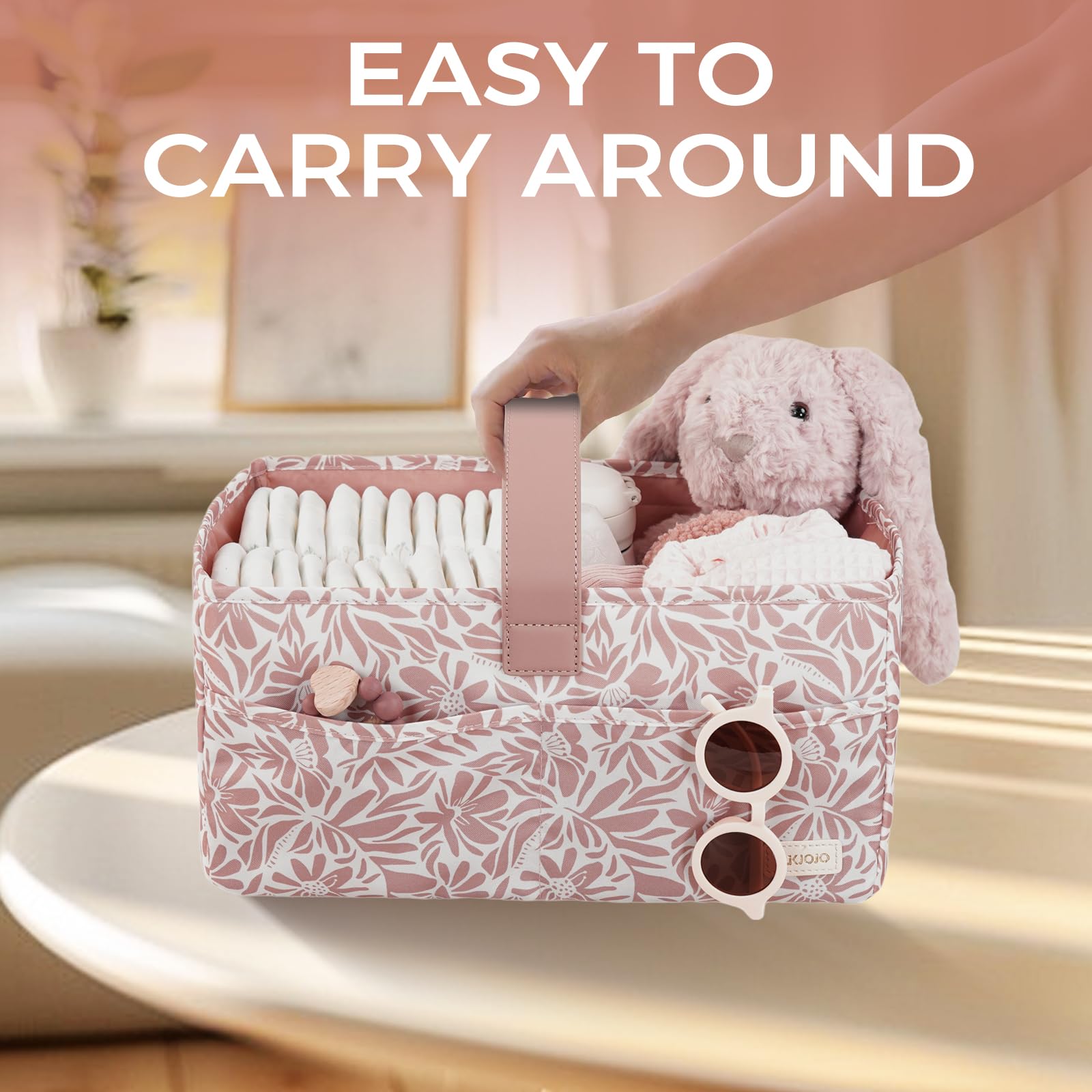 LUKJOJO Floral Diaper Caddy Gift Wrapping option makes a thoughtful baby shower gift.