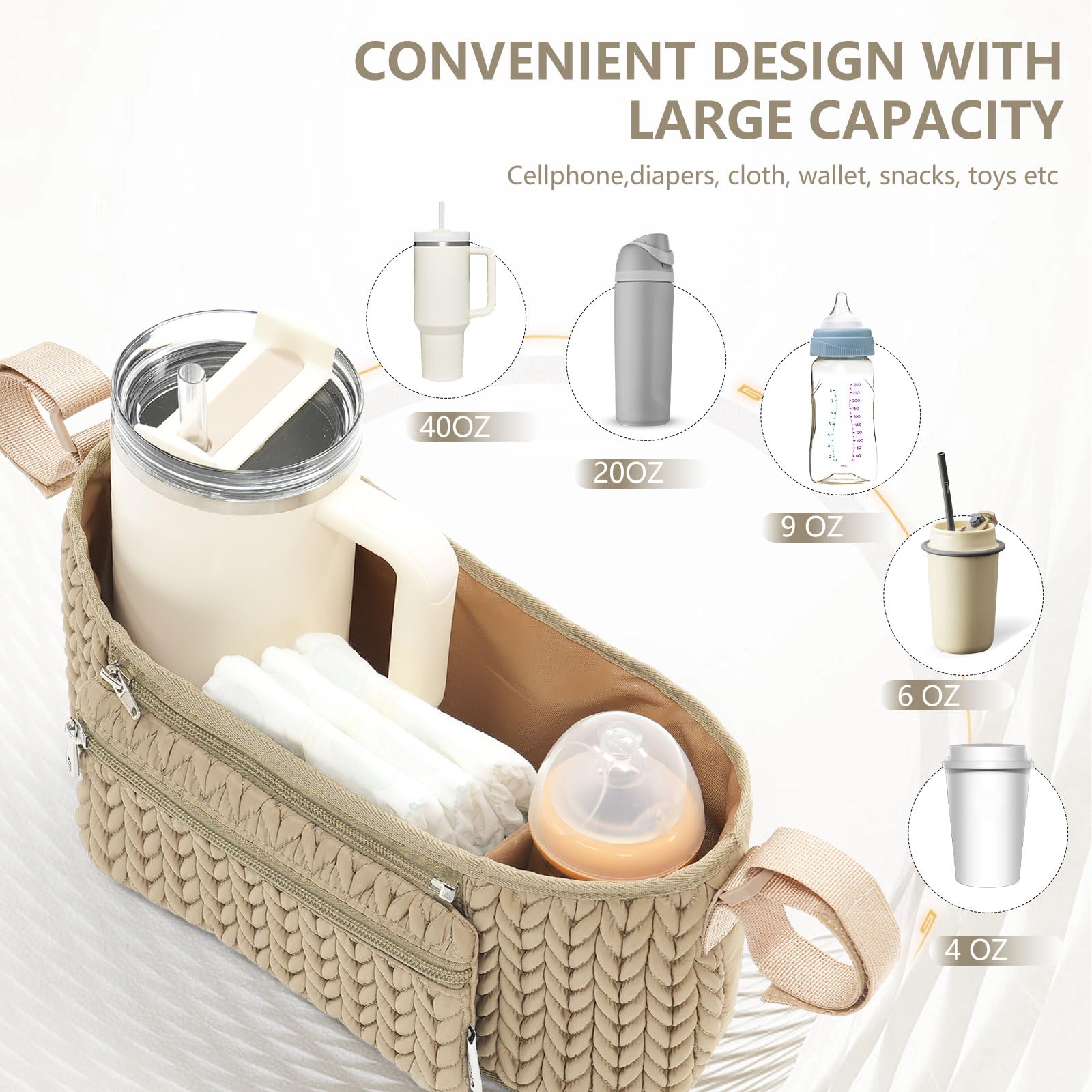 LUKJOJO rear mesh pocket keeps snacks within easy reach.