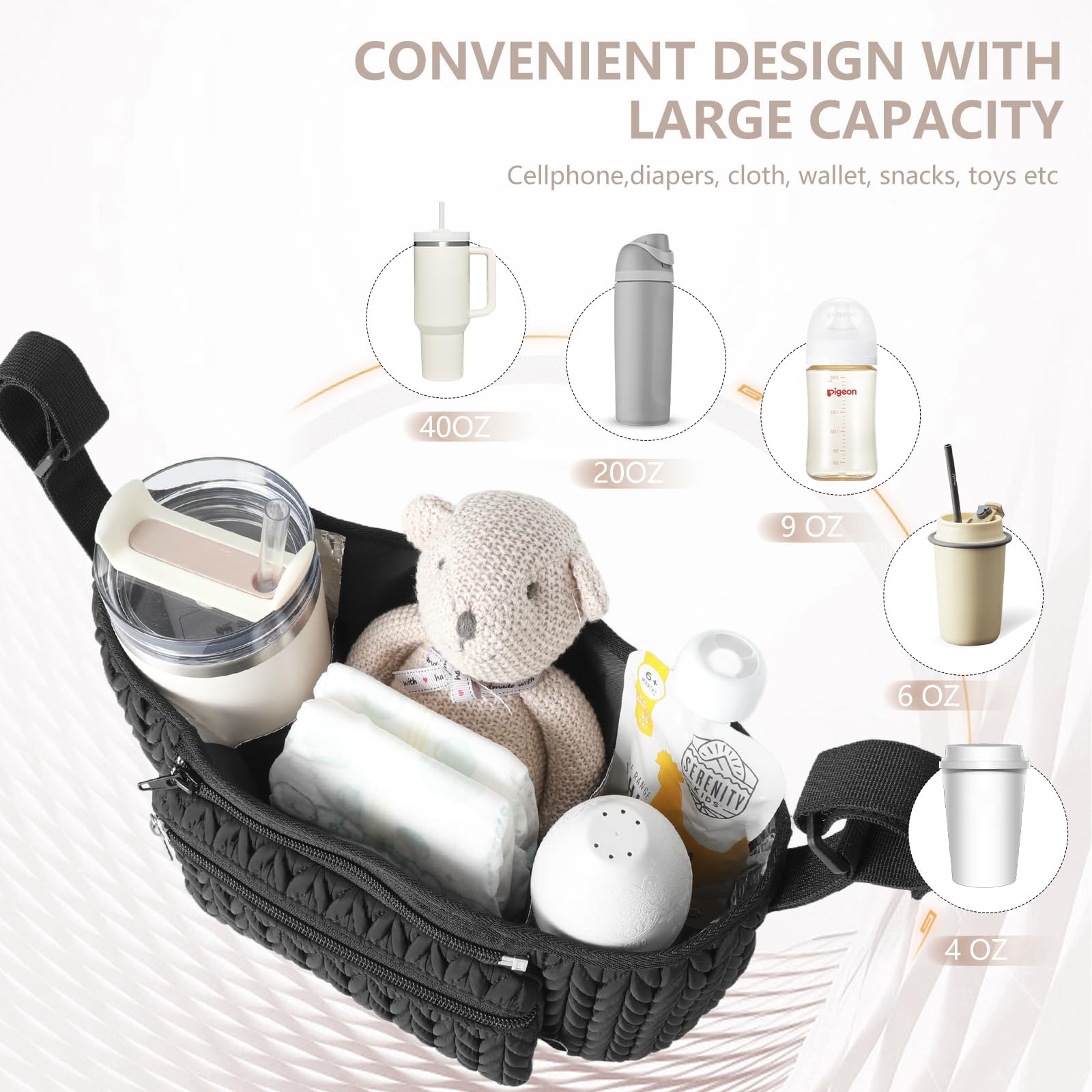 LUKJOJO universal-fit design attaches to most stroller handles for easy setup.
