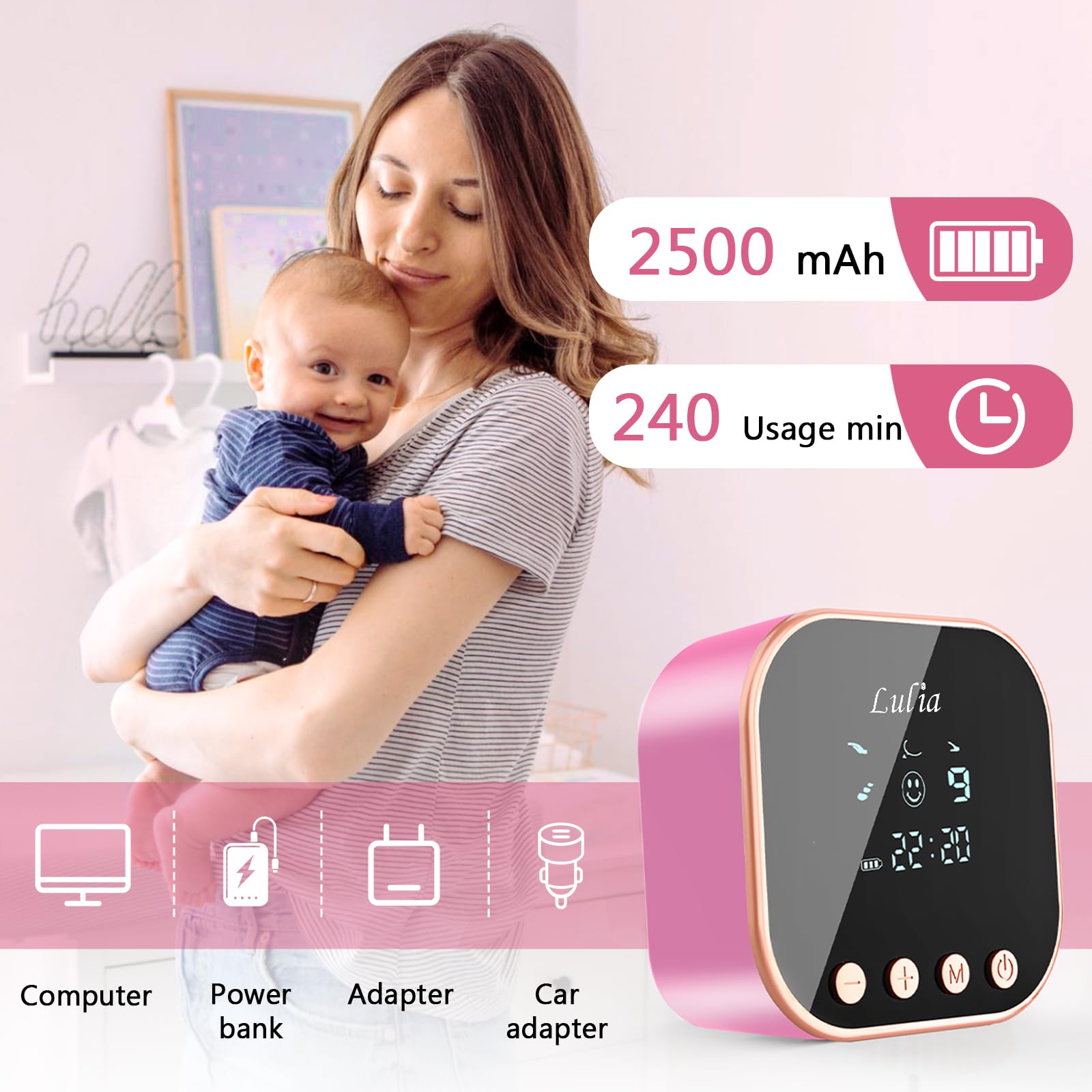 Lulia breast pump BPA-free material close-up emphasizing safe components