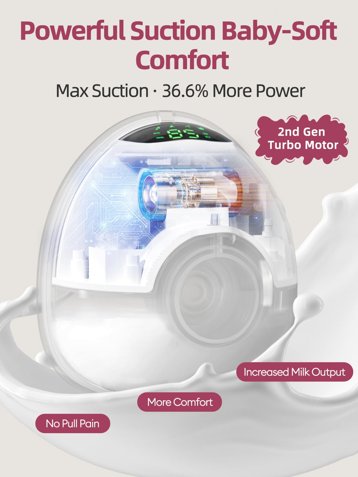 Lulia pump closed-system backflow protection ensures milk purity during use.