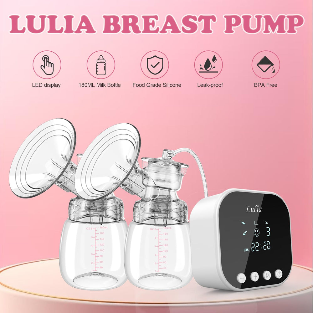 Lulia double electric breast pump with LED display provides easy control on the go.