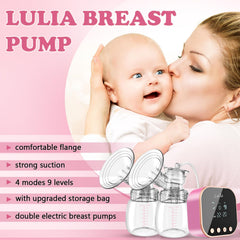 Lulia double electric breast pump motor and LED display close-up for precise control