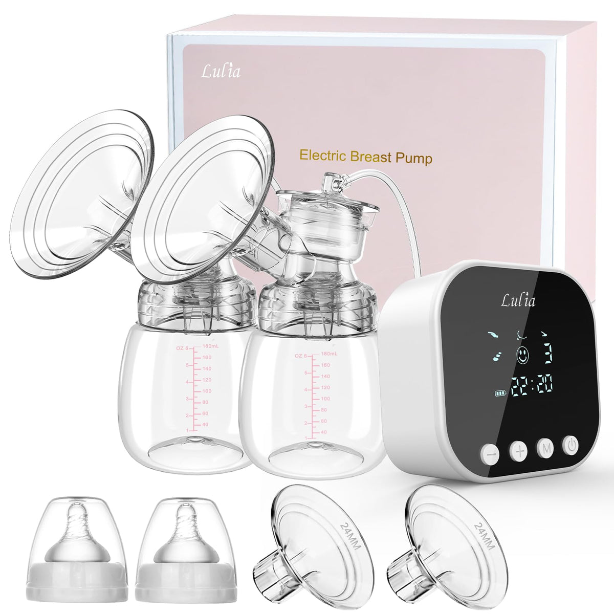 Lulia double electric breast pump with quiet operation for uninterrupted baby sleep.