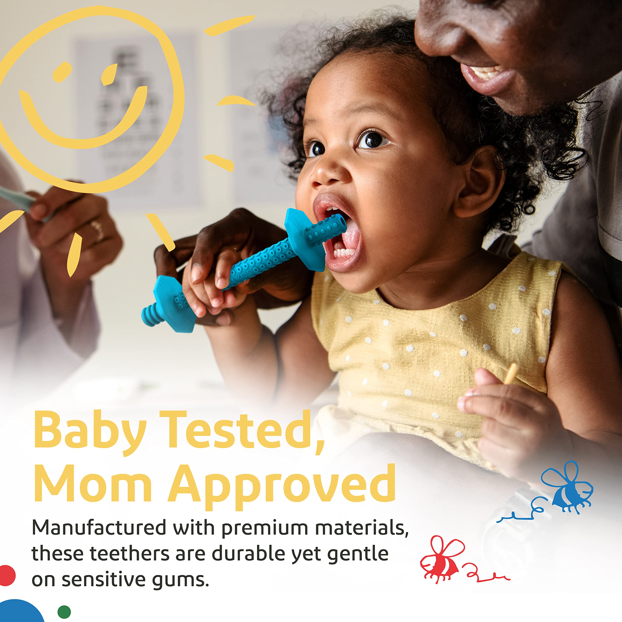 Lull Kids baby teether closeup – non-toxic silicone surface for safe chewing.