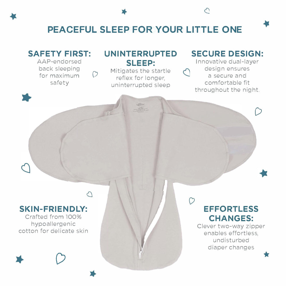 LullaBaby Baby wrapped securely for nap time in Coastal Breeze