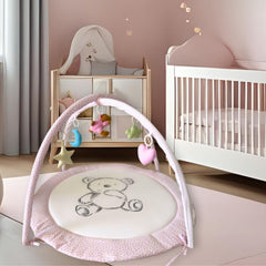 LULLABY COTTON tummy time mat laid flat for supervised sensory exploration