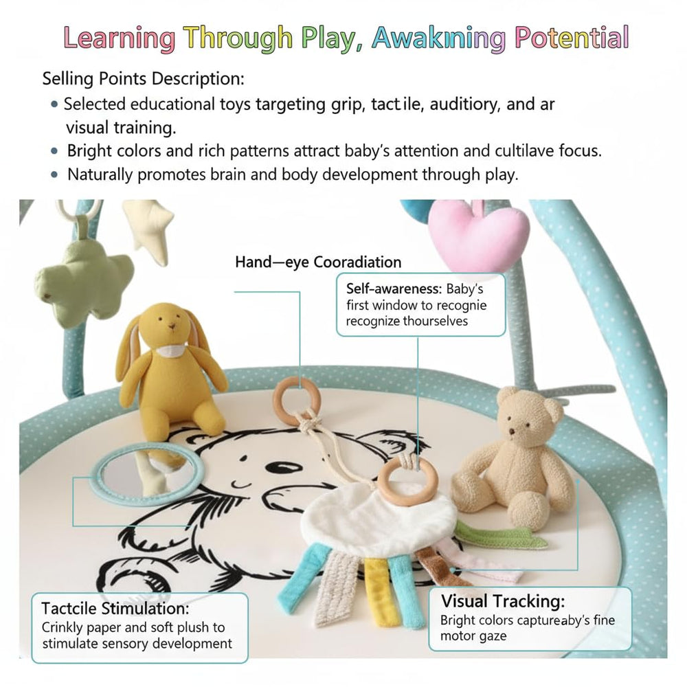 Lullaby Cotton detachable toys ready for exploration and sensory play.