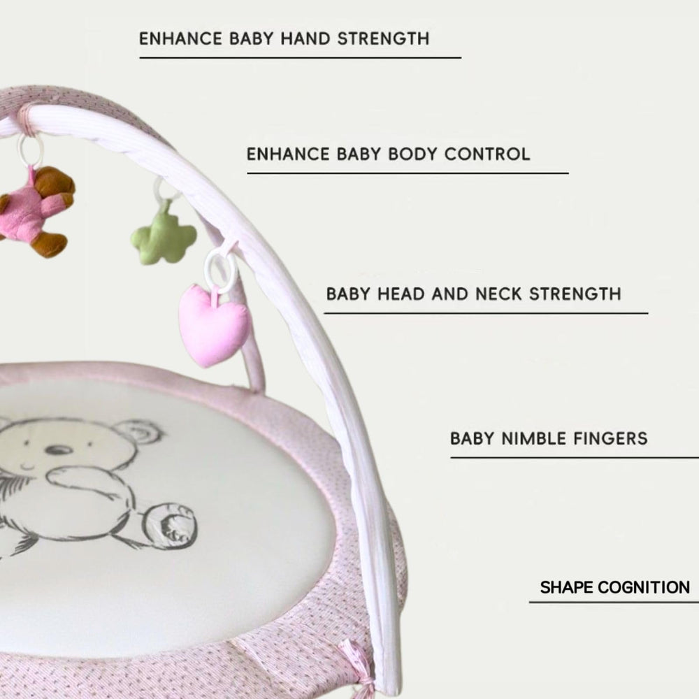 LULLABY COTTON pink bear color design adds cozy nursery appeal